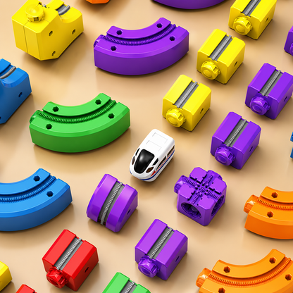 Vía de Tren Modular 3D con Coche Magnético [61 Piezas]🚆🚝