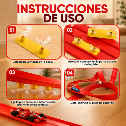 Pista Roja de Carreras Doble Flexible de 4 Metros🏎️🔴