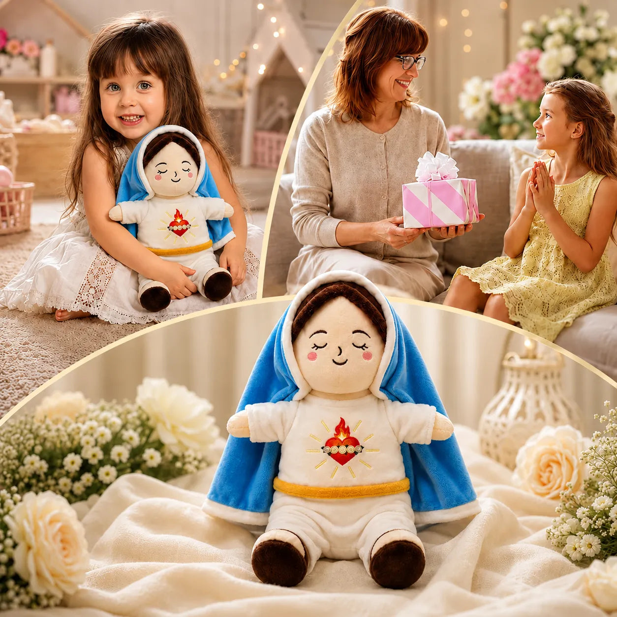 Peluche Virgen María con Luz Calmante🕊️✨