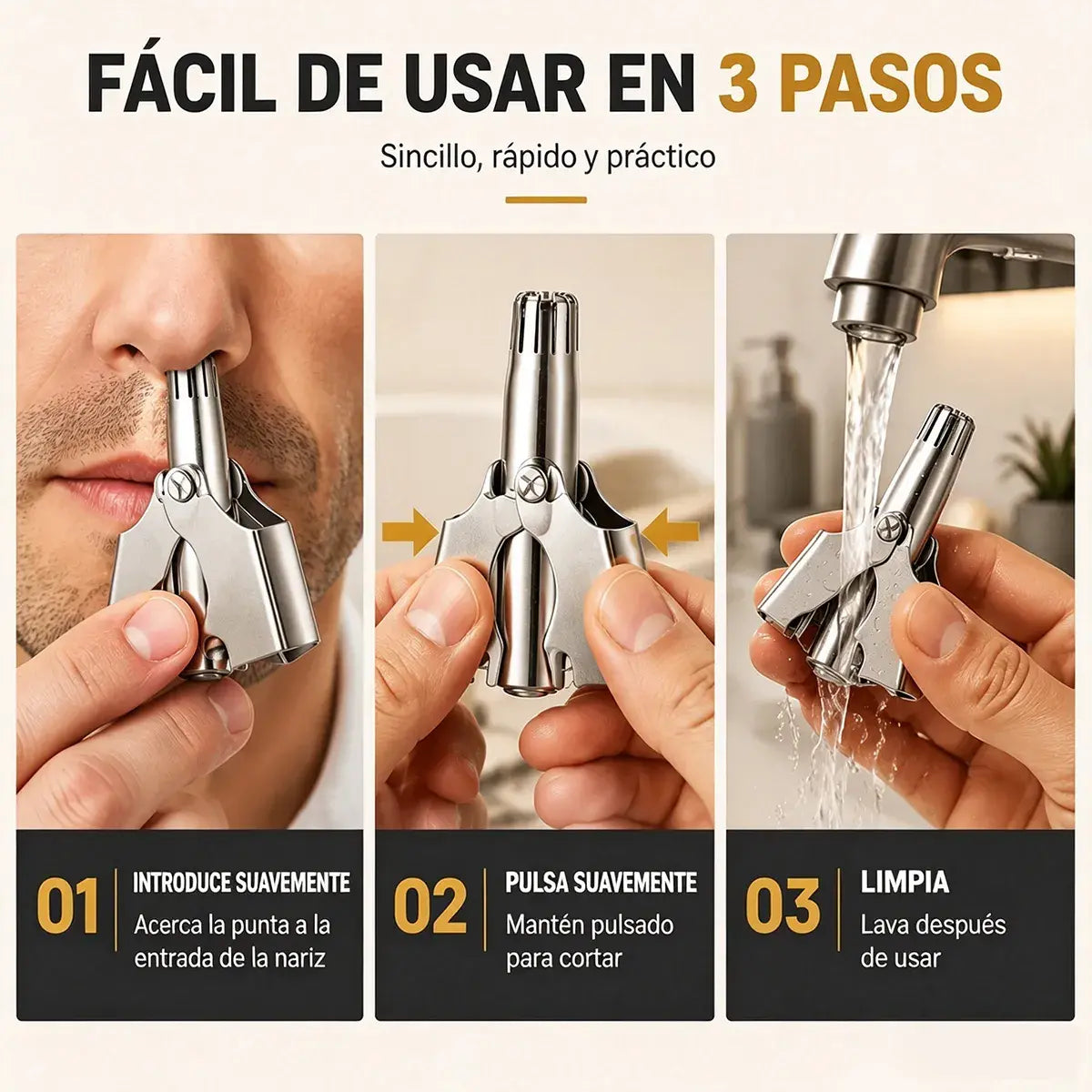 Recortadora Manual de Vello Nasal en Acero Inoxidable 🪒✨