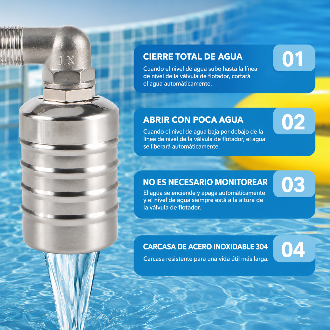 Válvula de Flotador Automática en Acero Inoxidable (1/2" y 3/4") 💧✨