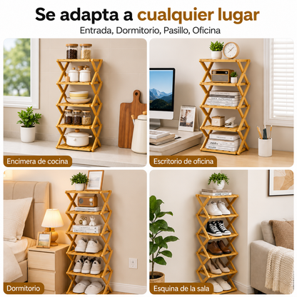 Zapatero Organizador Plegable en Bambú (3, 5 y 7 Niveles) 🪵✨