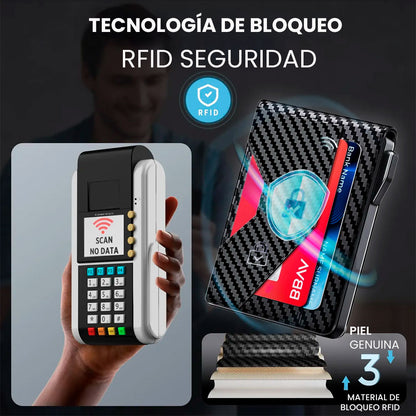 BILLETERA CON BLOQUEO RFID: Diseño minimalista en color negro y tarjero de seguridad💸