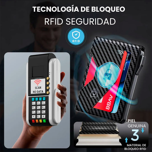 BILLETERA CON BLOQUEO RFID: Diseño minimalista en color negro y tarjero de seguridad💸