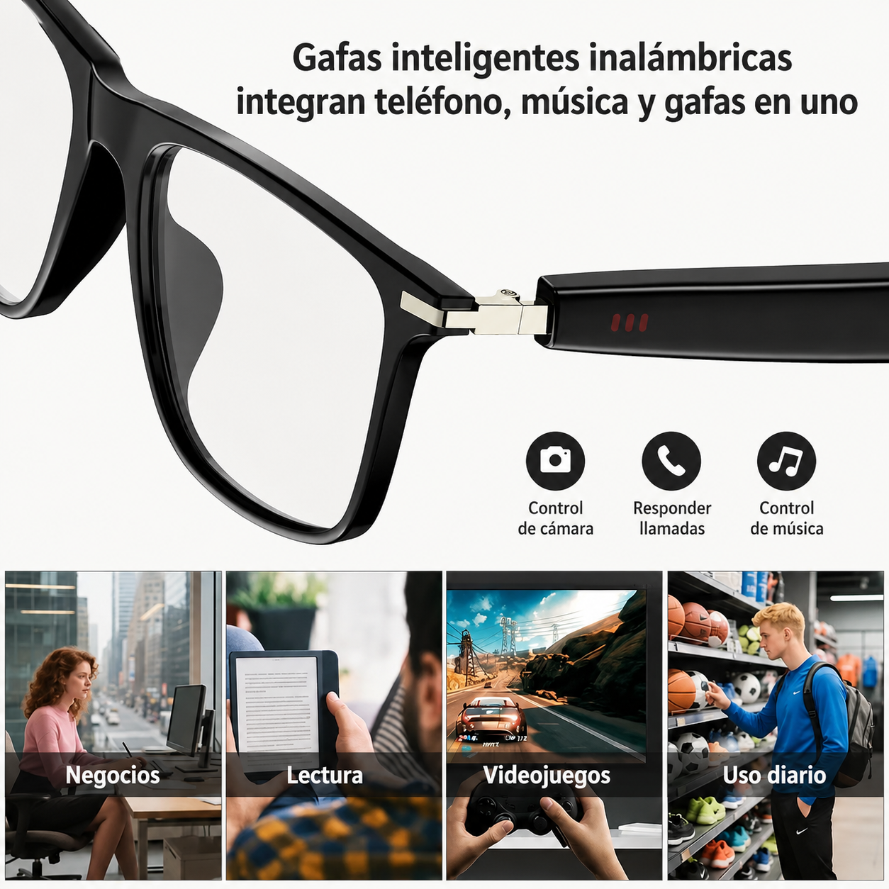 👓🕶️Gafas Inteligentes Multifuncionales con Audio, Traducción Al