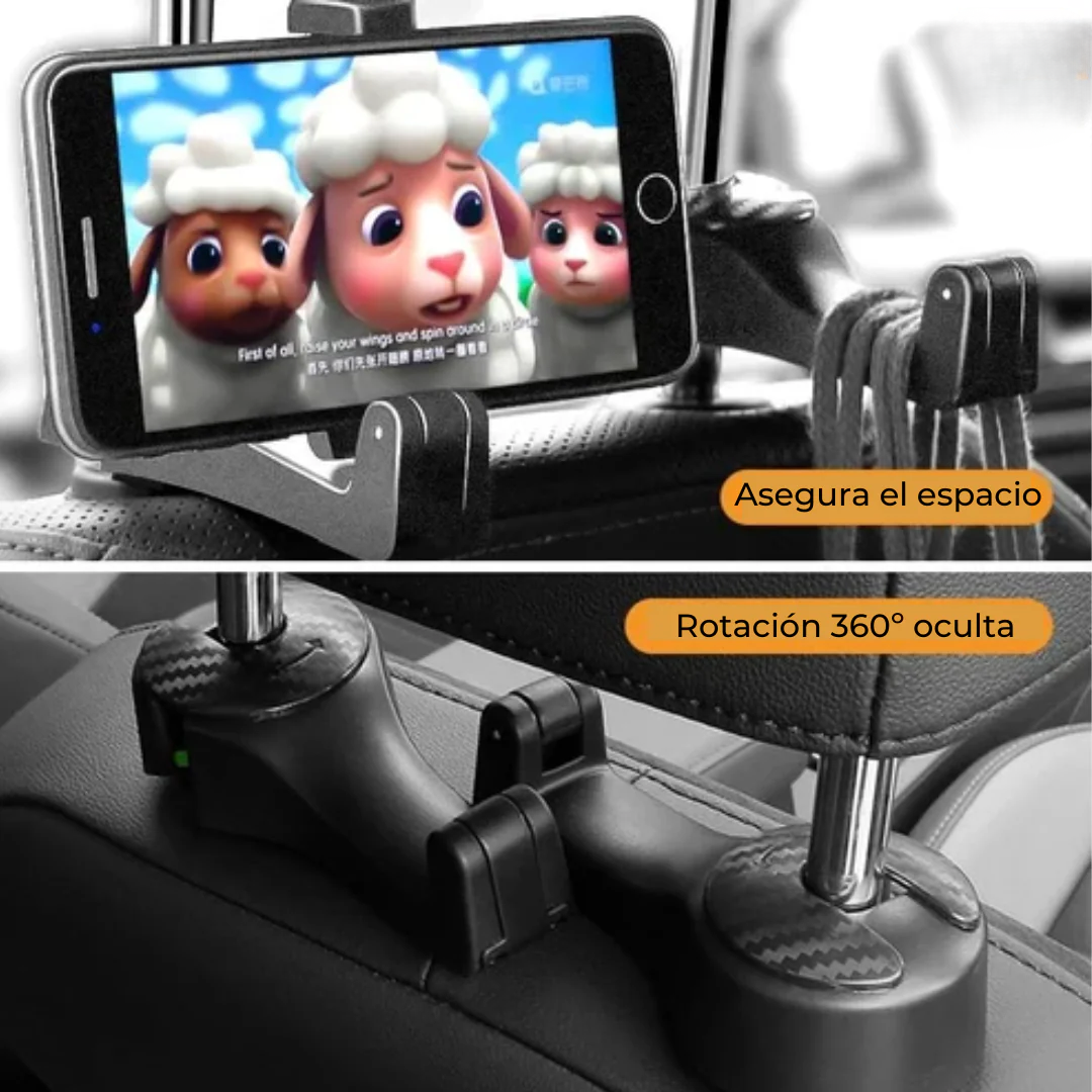 📱SOPORTE MÓVIL TRASERO: Gancho organizador multifuncional