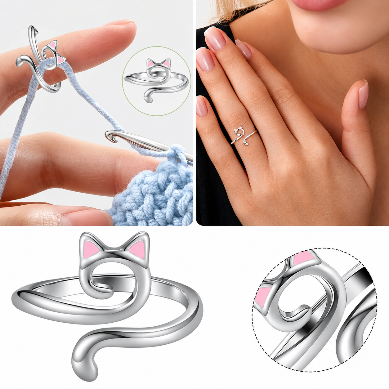 Set x4 Anillos Ajustables Guía de Hilo para Tejer🪡🧶