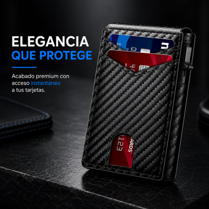 BILLETERA CON BLOQUEO RFID: Diseño minimalista en color negro y tarjetero de seguridad💸🧔🏻‍♂️