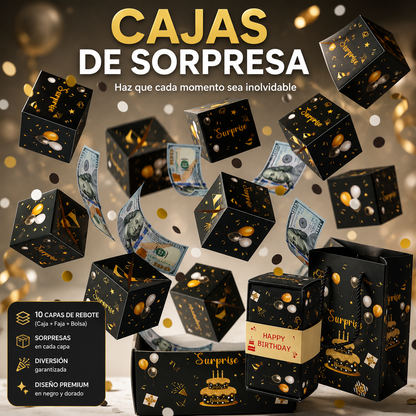 Caja de Regalo Sorpresa Explosiva 10 capas de rebote, faja y bolso de regalo 💥✨