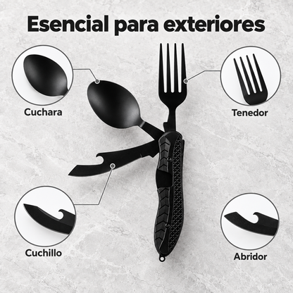 Cubiertos Esenciales para Exteriores 4 en 1 Plegables🍴✨