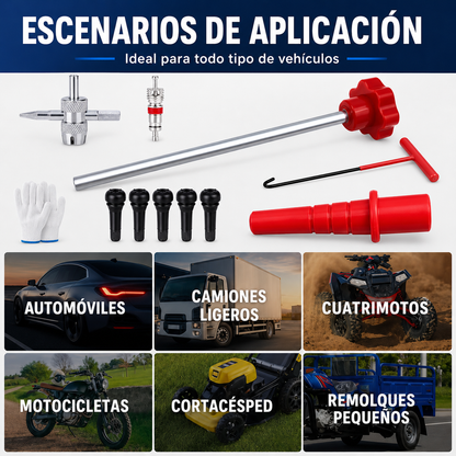Kit de Cambio Rápido para Válvulas de Neumáticos (13 Piezas) 🚗✨