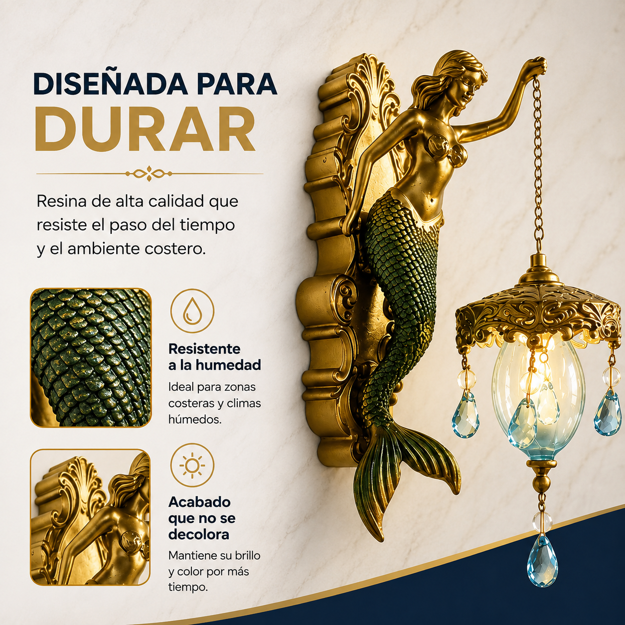 Lámpara de Pared Retro Sirena en Resina 💡✨