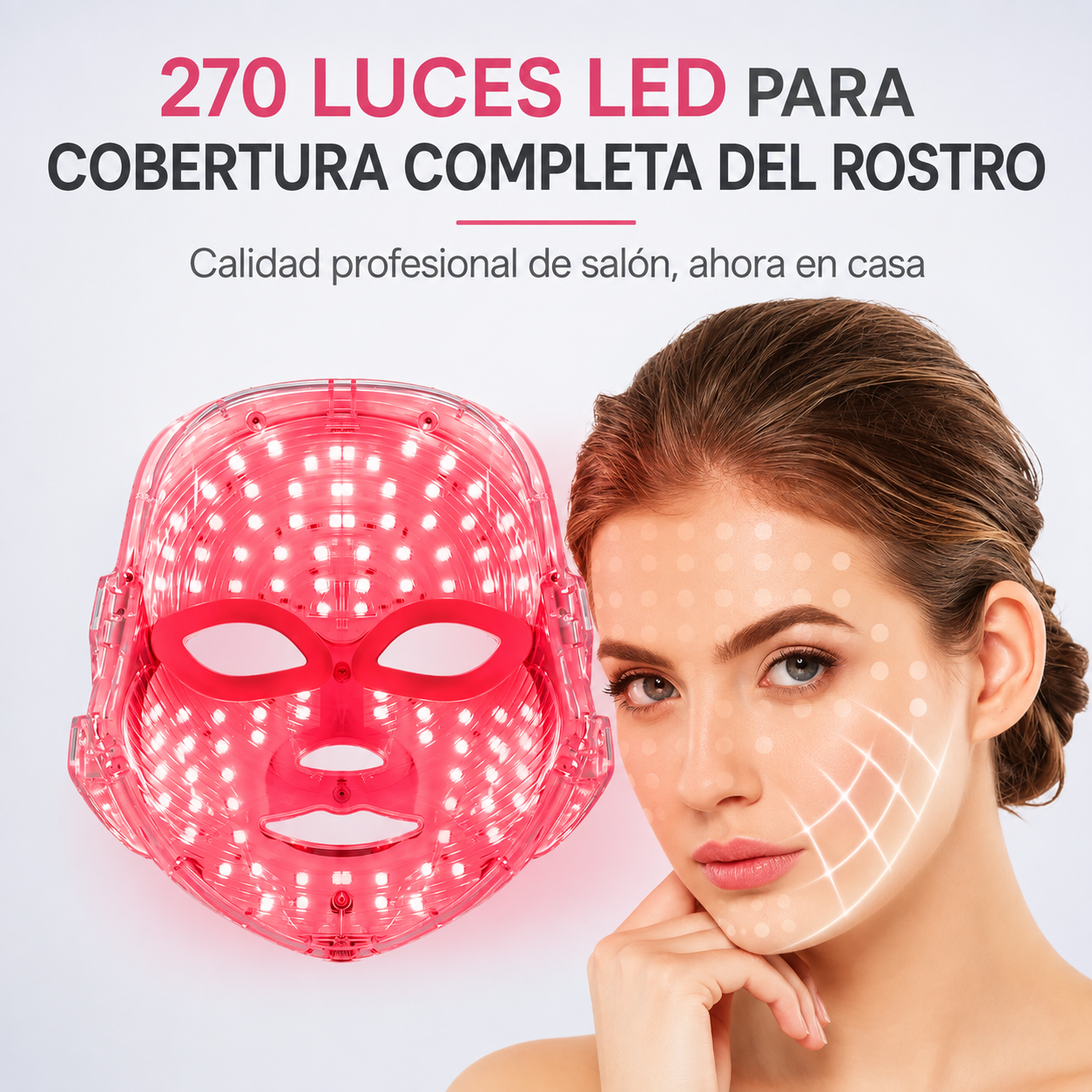Mascarilla Facial LED de Fototerapia (7 Colores / Recargable) 🌸🤍