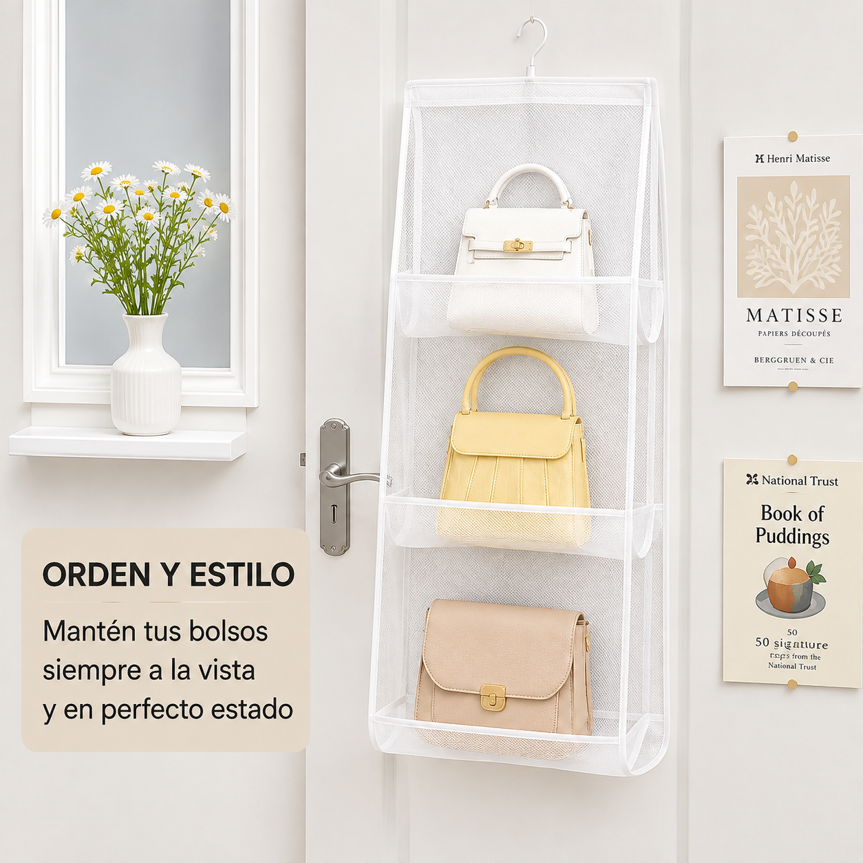 Organizador Colgante para Bolsos (6 Compartimentos) 👗✨
