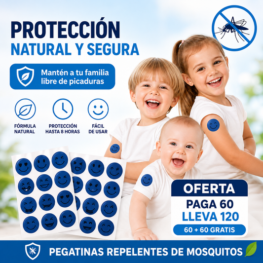 Pegatinas Repelentes de Mosquitos (Paga 60 Lleva 120)🤑🔵