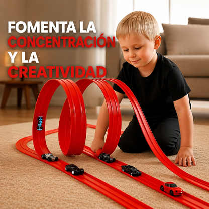 Pista Roja de Carreras Doble Flexible de 4 Metros🏎️🔴