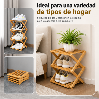 Zapatero Organizador Plegable en Bambú (3, 5 y 7 Niveles) 🪵✨