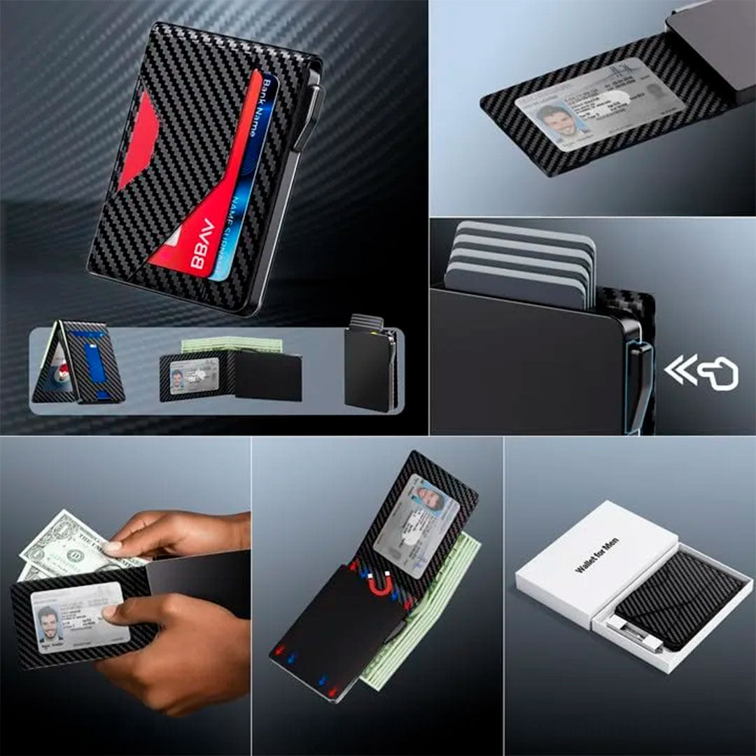 BILLETERA CON BLOQUEO RFID: Diseño minimalista en color negro y tarjero de seguridad💸