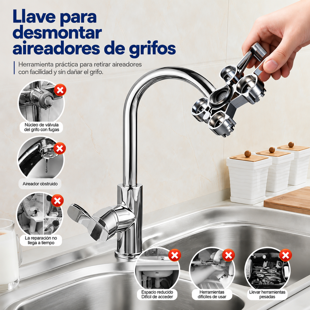 Llave Multifuncional para Desmontar Aireadores de Grifos🔧🚿