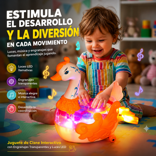 Juguete de Cisne Interactivo con Engranajes Transparentes y Luces LED🦢🚦
