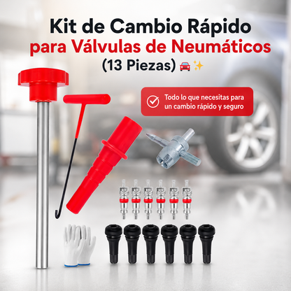 Kit de Cambio Rápido para Válvulas de Neumáticos (13 Piezas) 🚗✨