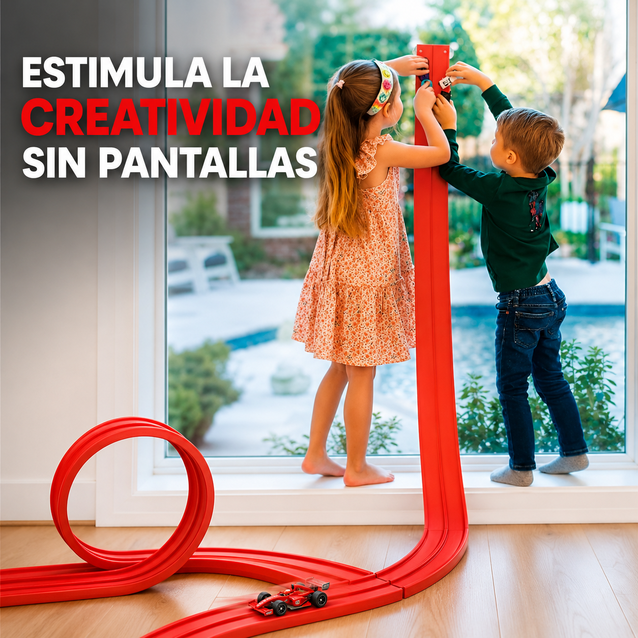 Pista Roja de Carreras Doble Flexible de 4 Metros🏎️🔴