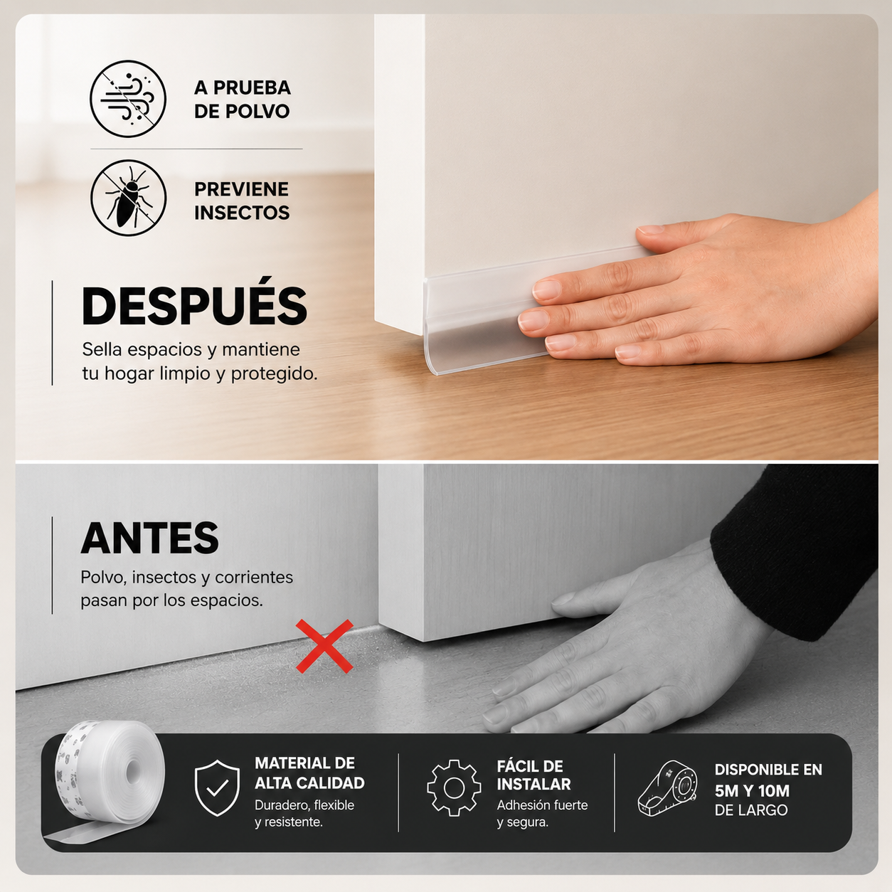 Tira de Sellado Autoadhesiva (35 mm × 5 M - Oferta Paga 5M Lleva 10M) 🛡️❄️