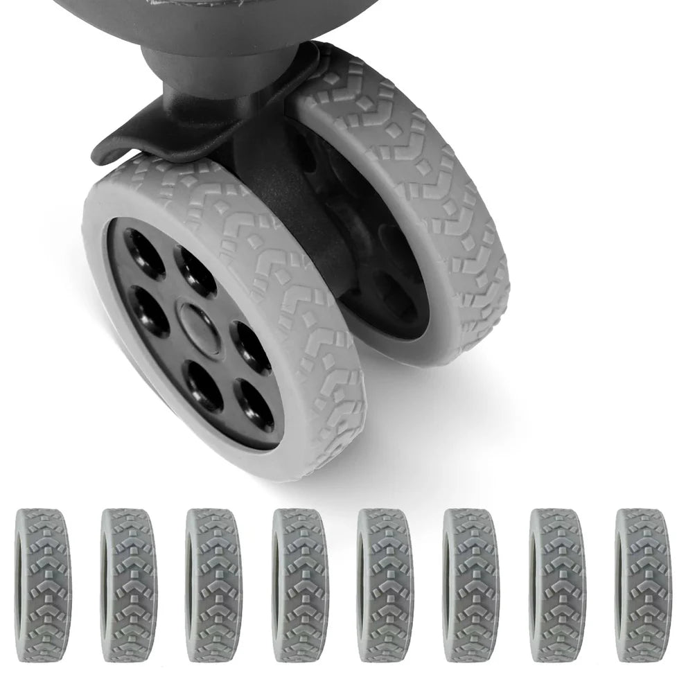 SilenceWheel™ – Kit Protector de Ruedas para Maletas (8 Unidades + 8 gratis)