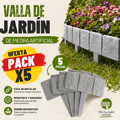 Valla de Jardín con Efecto Piedra (Pack x5)🏡🧑🏻‍🌾
