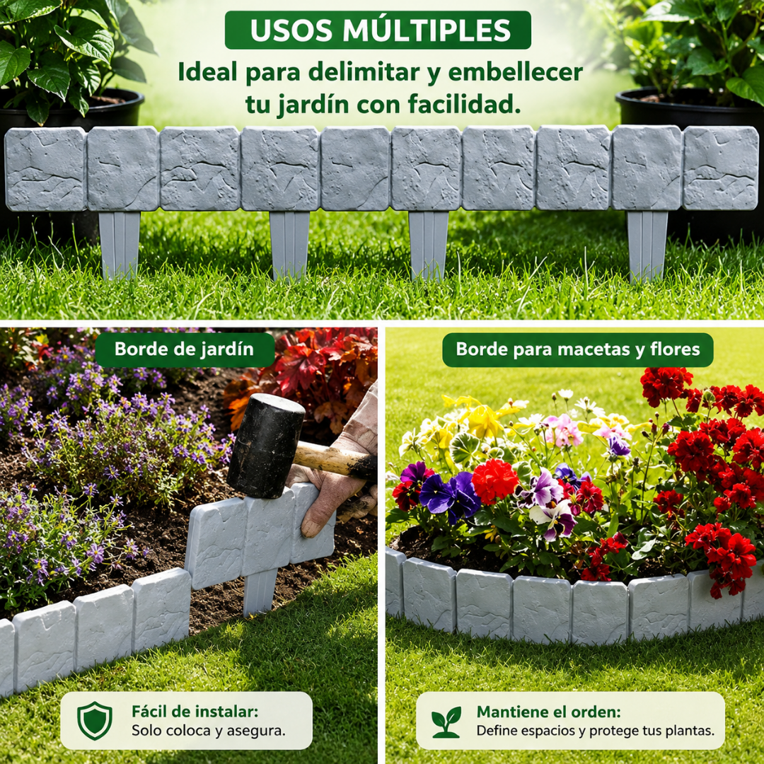 Valla de Jardín con Efecto Piedra (Pack x5)🏡🧑🏻‍🌾