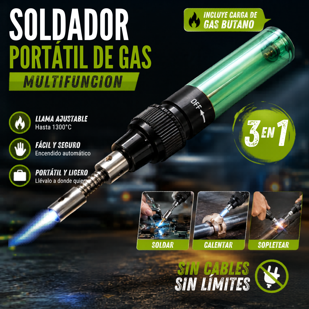 Soldador de Gas Pro-Butane Kit Multifunción 3-en-1⛽