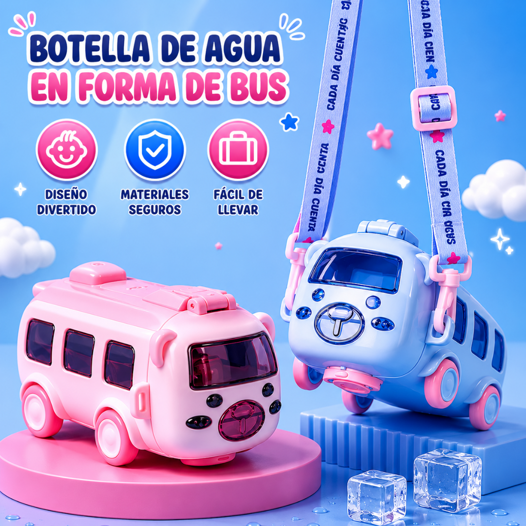 Botella de Agua Antiderrame con Correa Autobús Kletshuts™💧