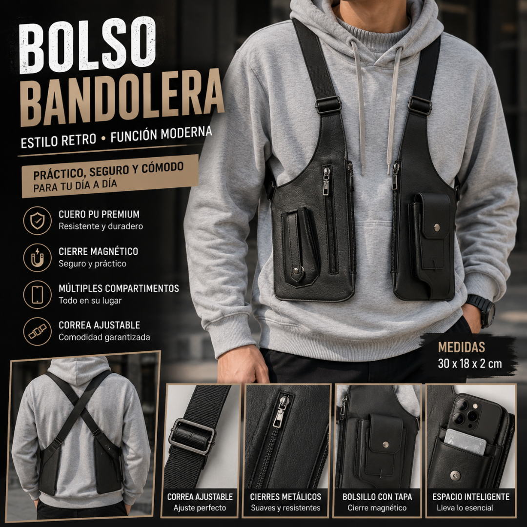 Bandolera Urban Retro:  Maletín Compacto de Cuero Sintético Premium🧔🏻‍♂️💼