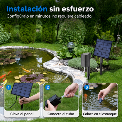 Aireador Solar para Estanques y Peceras con Bomba de Aire🐟🐡