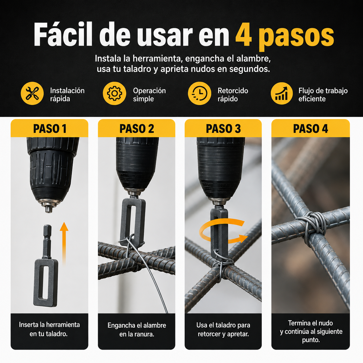 Adaptador para Torcer Alambre con Taladro (Set x2 / #9 y #11) 🚜✨