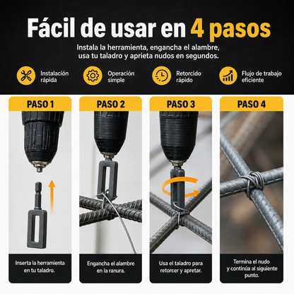 Adaptador para Torcer Alambre con Taladro (Set x2 / #9 y #11) 🚜✨