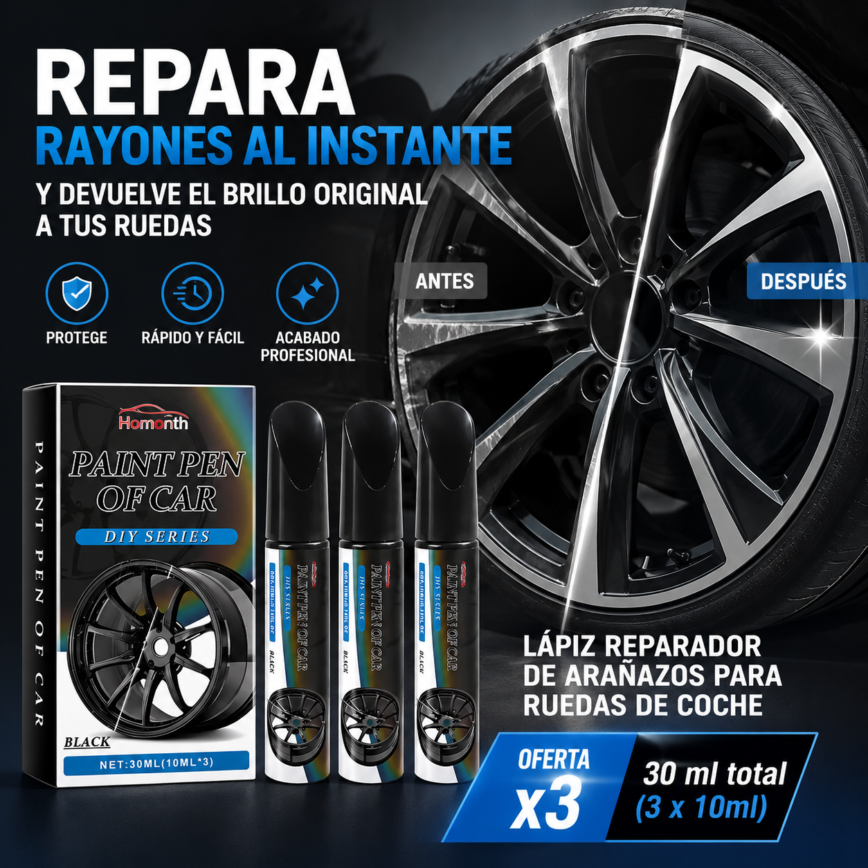 Lápiz Reparador de Arañazos para Rines y Ruedas (Oferta x3)✏️🚗