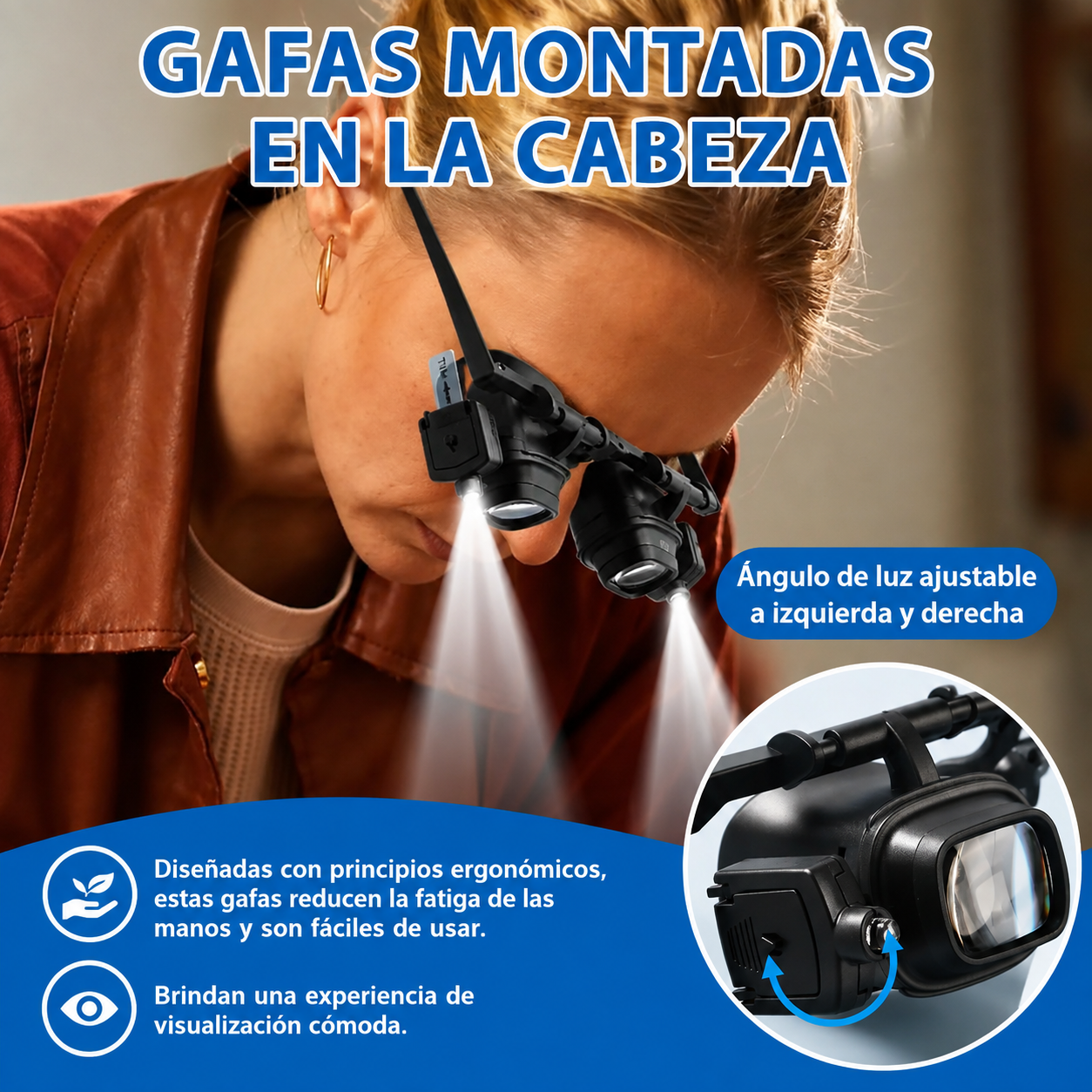 Lupa de Precisión LED Tipo Gafas (4 Juegos de Lentes 2x a 24x) 💡✨
