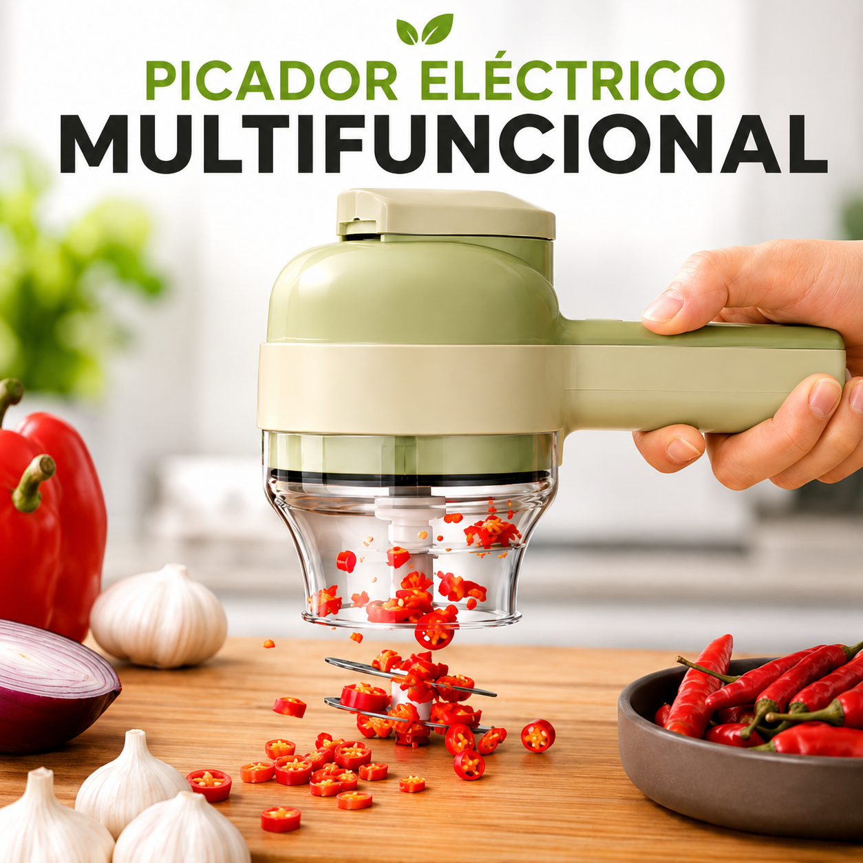 Cortador y Picador Eléctrico Multifuncional 4 en 1 🥑✨