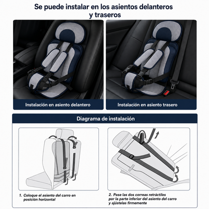 Silla de Coche Portátil y Arnés de Seguridad para Niños🚗✨