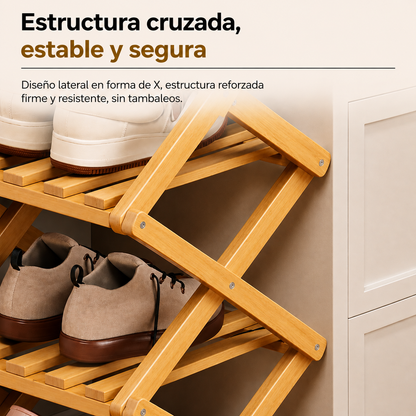 Zapatero Organizador Plegable en Bambú (3, 5 y 7 Niveles) 🪵✨