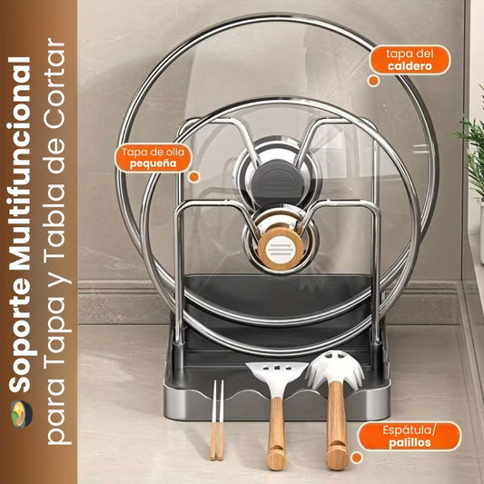 🍲 Soporte Multifuncional para Tapa y Tabla de Cortar