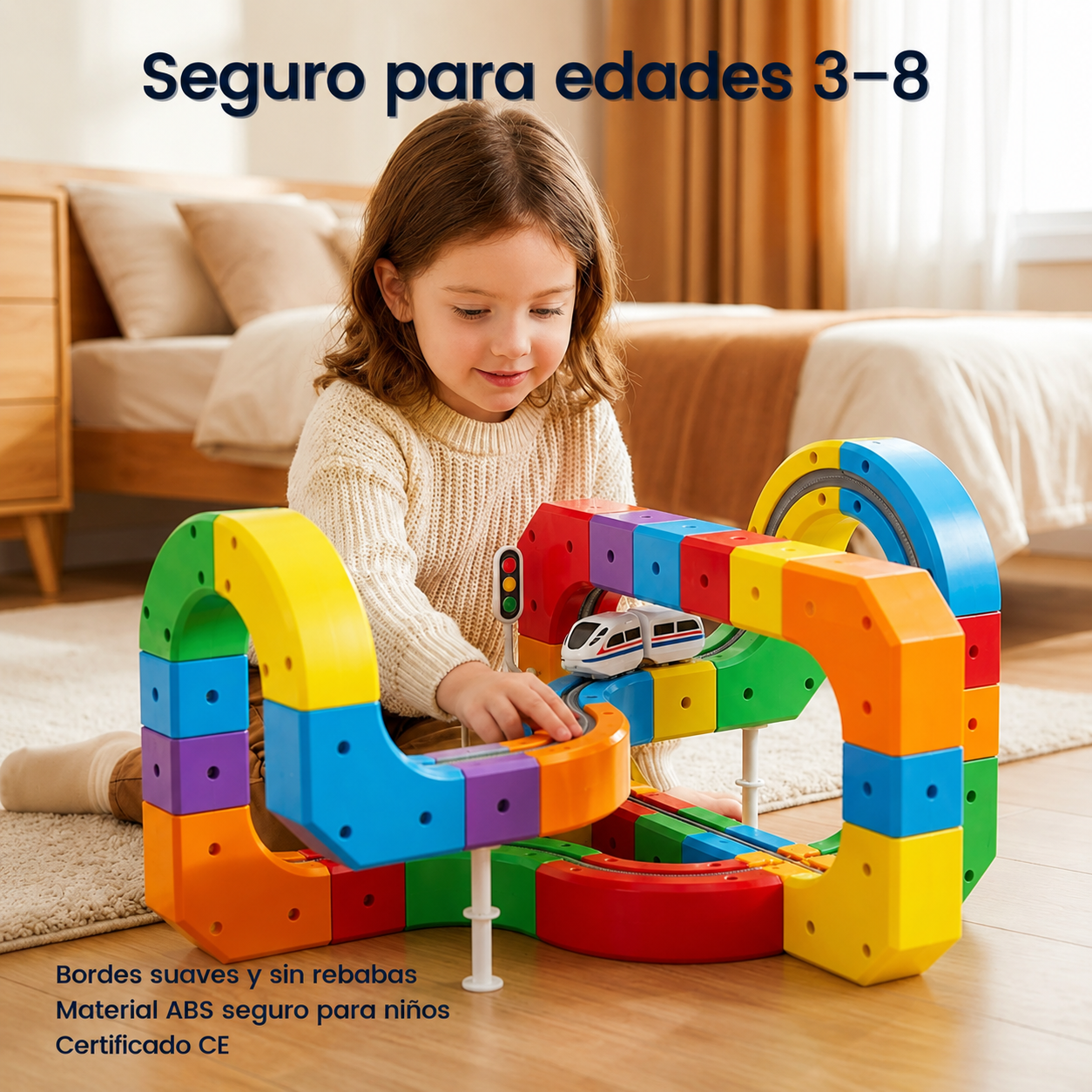 Vía de Tren Modular 3D con Coche Magnético [61 Piezas]🚆🚝