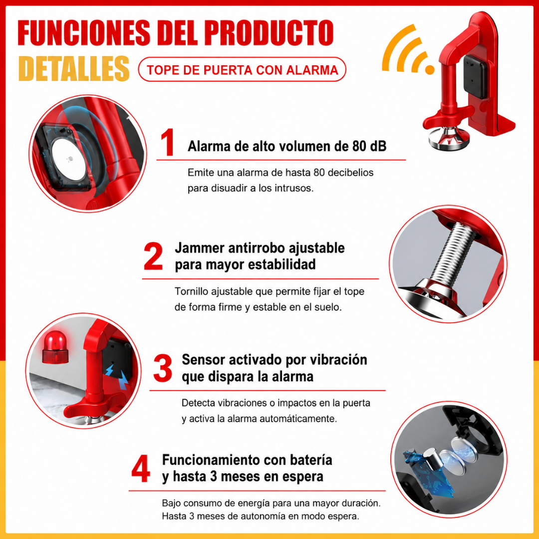 Alarma Antirrobo de Puerta Pro-Travel | Seguridad Blindada Portátil⏰🚪