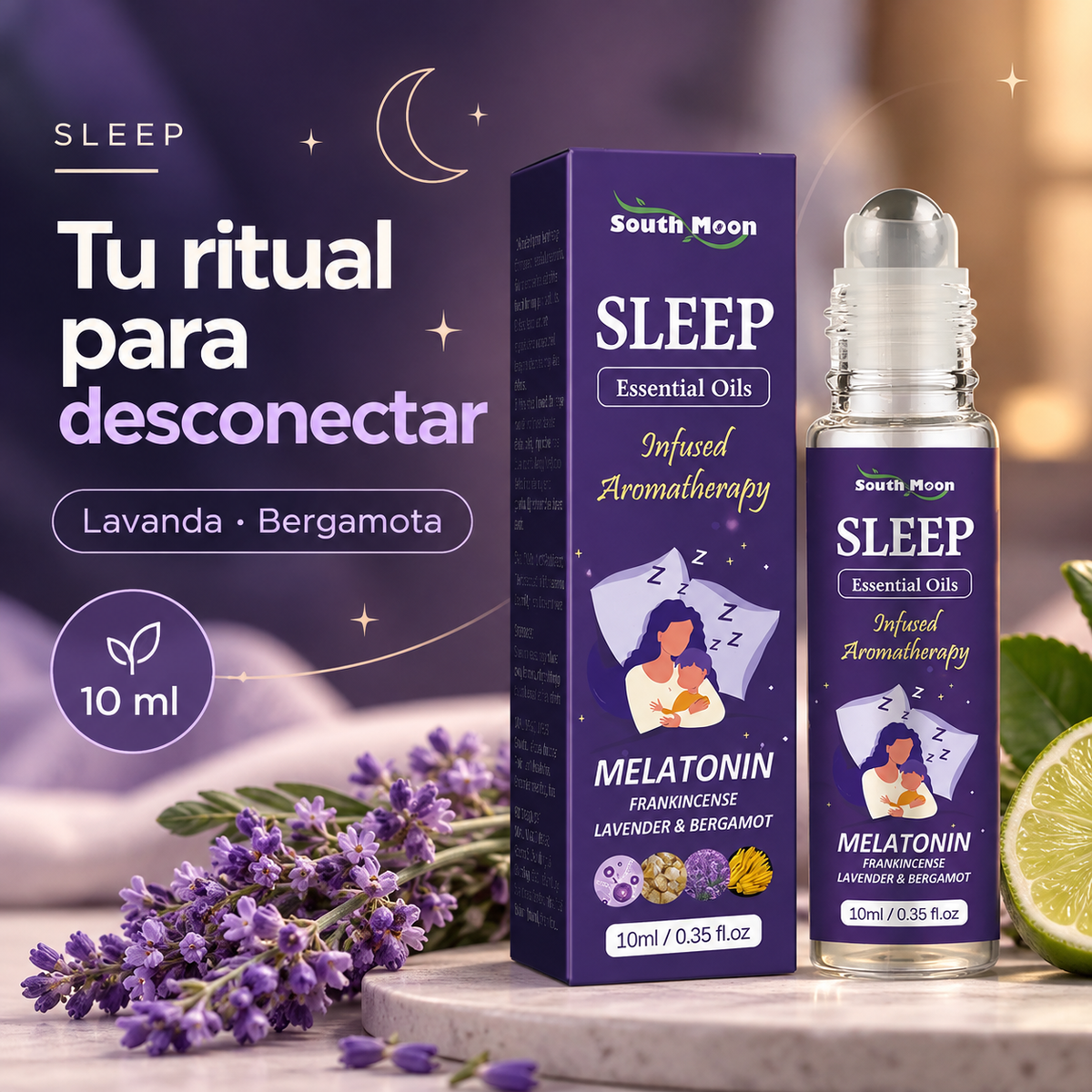 Sleep Roll-On Pro Aceite Esencial de Aromaterapia Vegetal para Dormir 🌙💜✨