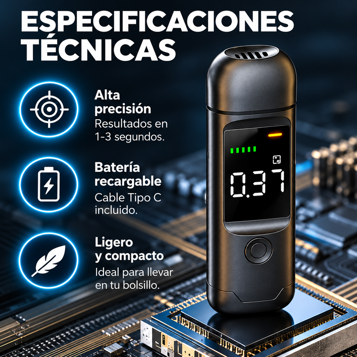 Alcoholímetro Digital Portátil con Pantalla LED🚗💨🚨