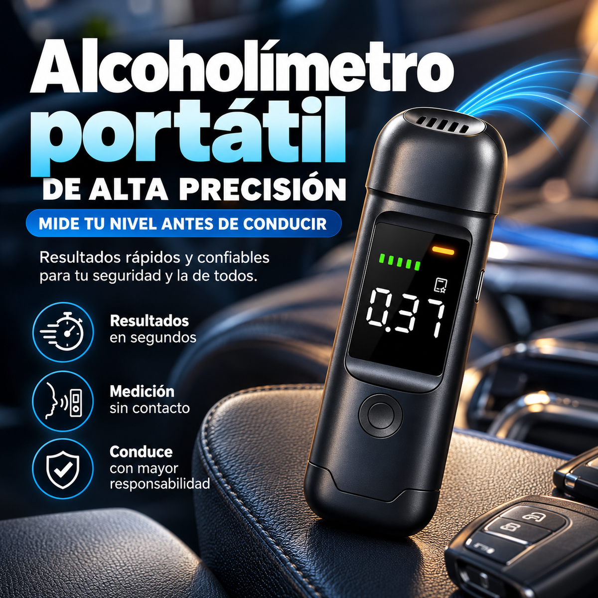 Alcoholímetro Digital Portátil con Pantalla LED🚗💨🚨