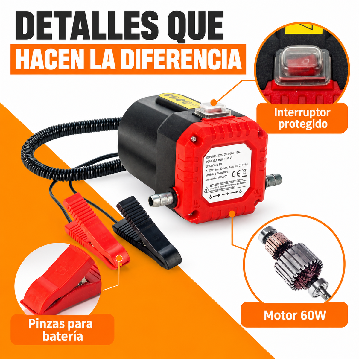 Bomba Extractora Eléctrica de Aceite y Diésel 12V (60W) ⚡🚗