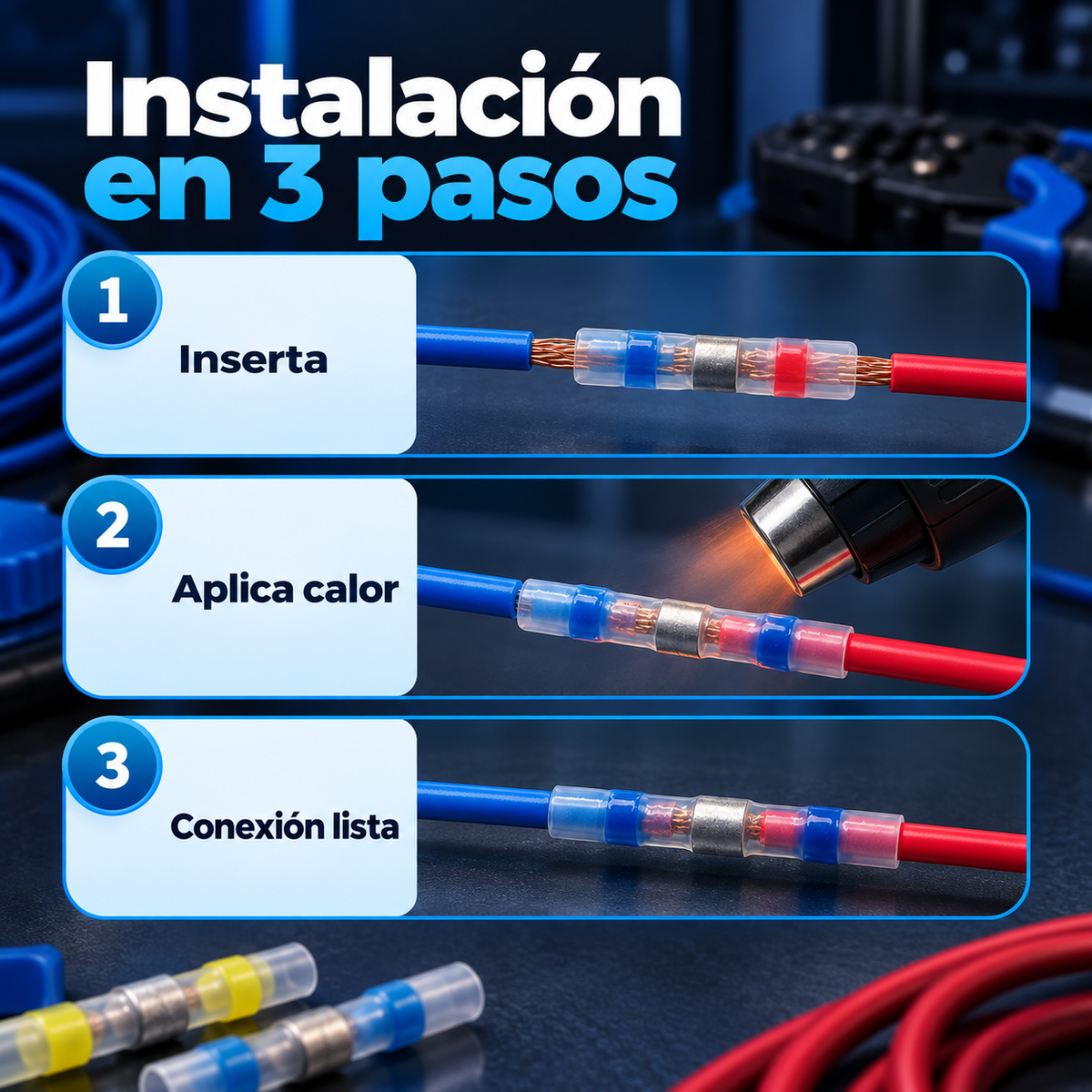 ⚡Conectores Termorretráctiles (Caja x 100 Unidades) 🔌✨