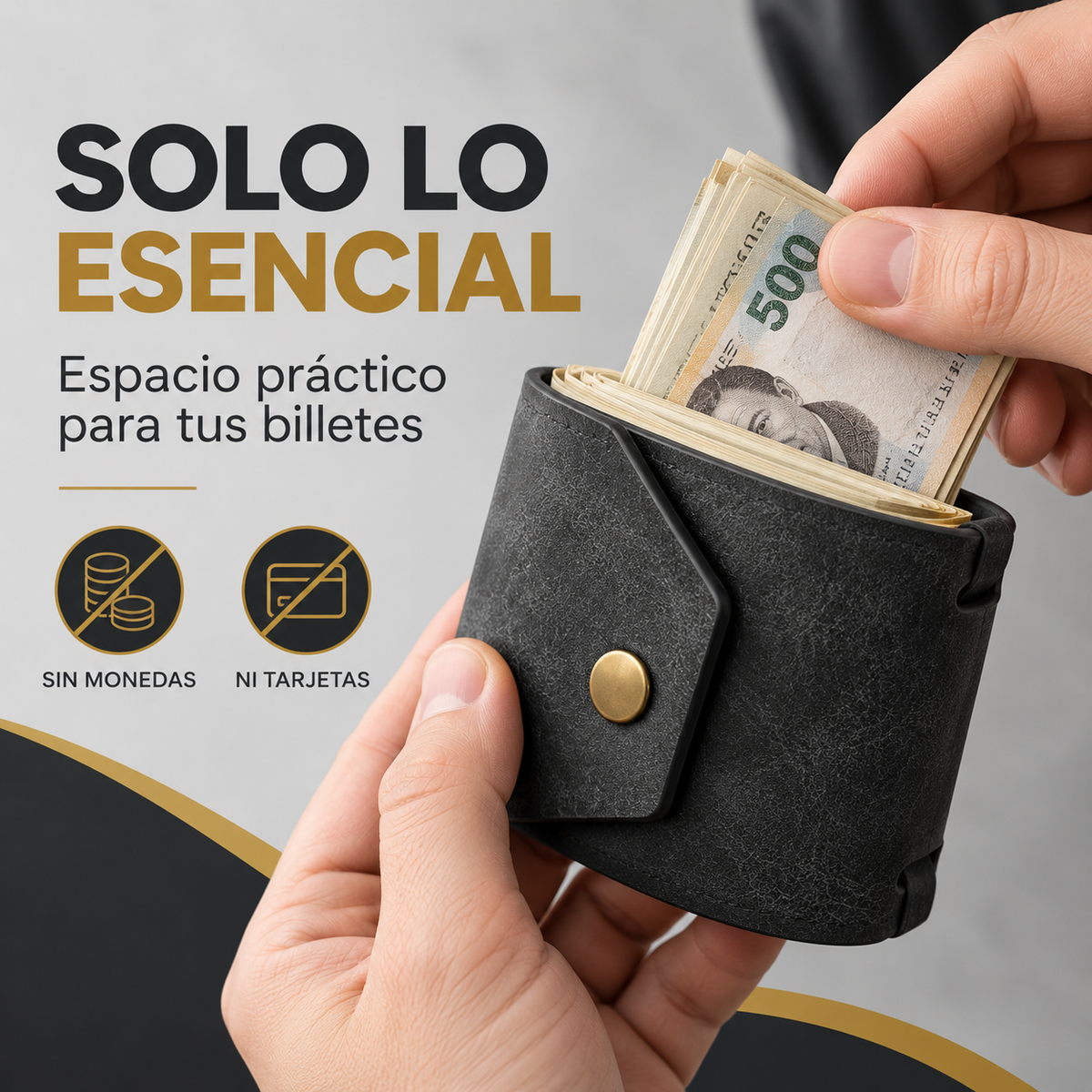 Cartera Minimalista en Cuero de Microfibra💵🖤